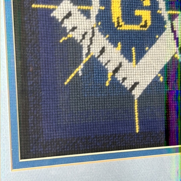 Masonic Emblem Vintage Masonic Lodge Cross Stitch Gold Framed Matted‎ Handmade Needlework